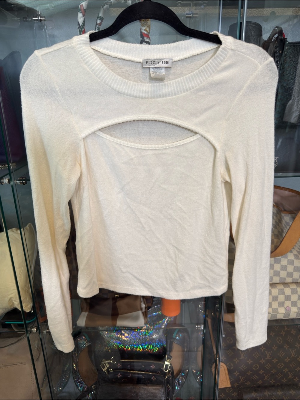 Fitz + Eddi Women Cream Long Sleeve Front Cutout Knit Top Size M 23AUG19 340